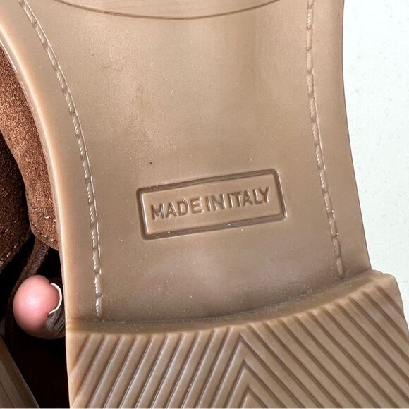 Avellini Sandal Women Sz 7.5 Made in Italy 🇮🇹 Brown Suede Gold Buckle - Picture 14 of 16